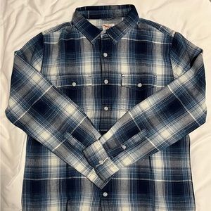 Marine Layer Mens Lyon Overshirt -- Blue Plaid